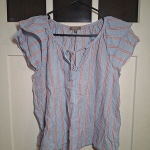 Lilla P Blue and Red Striped Blouse
